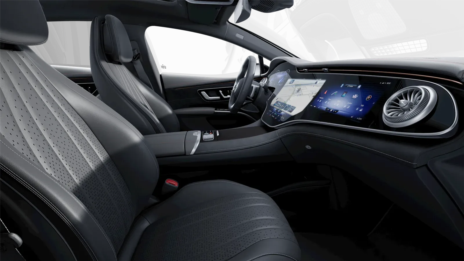 Refined electric vehicle interior with ambient lighting